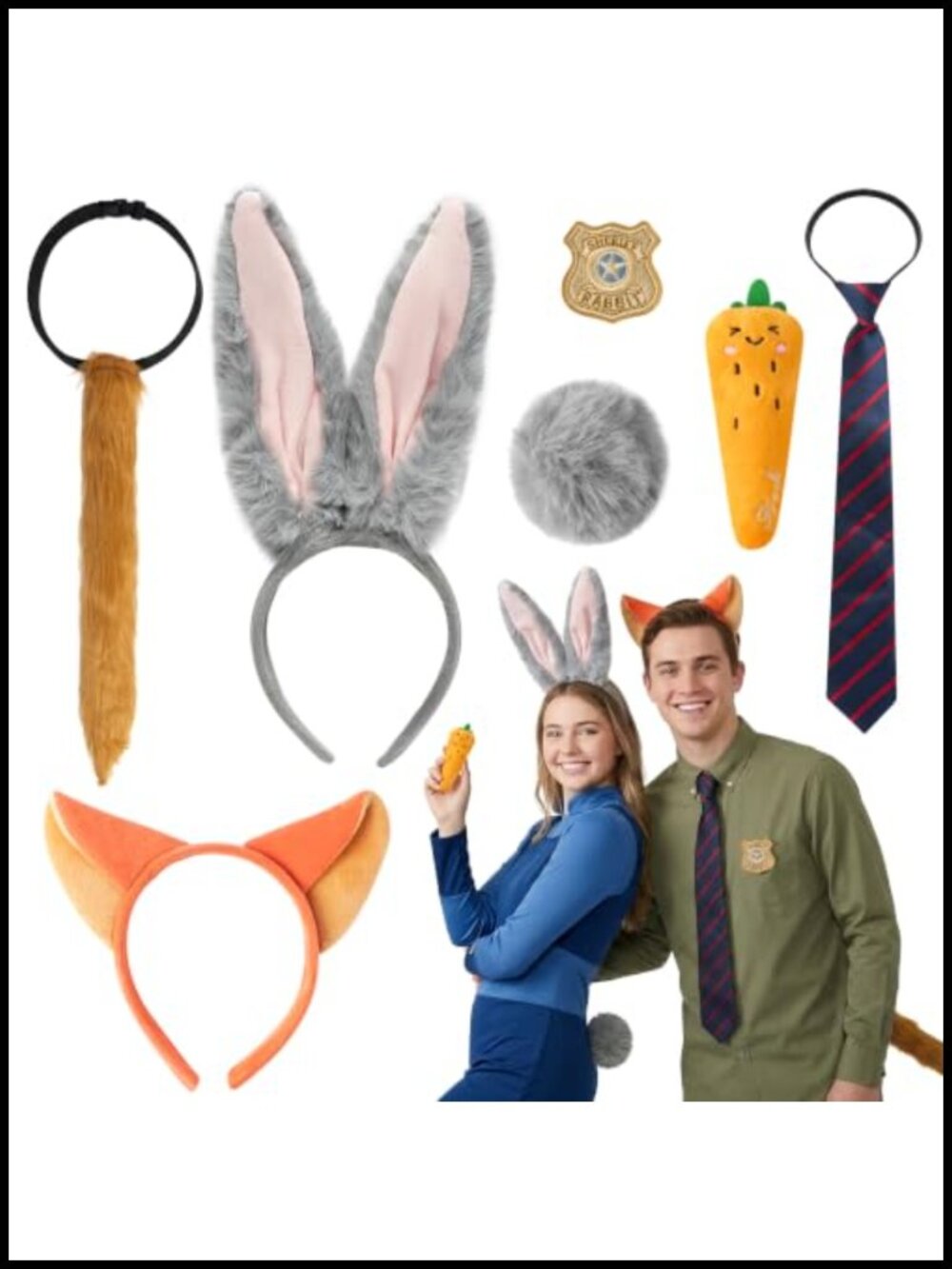 Halloween Animal Costume Set with Bunny Fox Ears Headband Tails Accessories